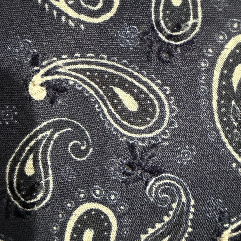 NWT Dolcepunta Necktie Mens OS‎ Navy Blue Excellent Paisley Eyelet Cotton Italy